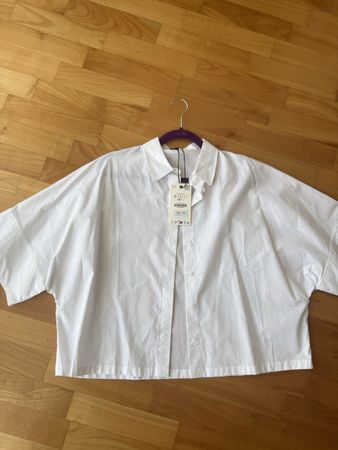 Zara Bluse mit 3/4 Ärmeln, weiss, Grösse S mit Etikett