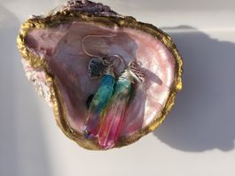 Handgemachte Ohrringe 925 Hänger mit Regenbogenkristall Anhä