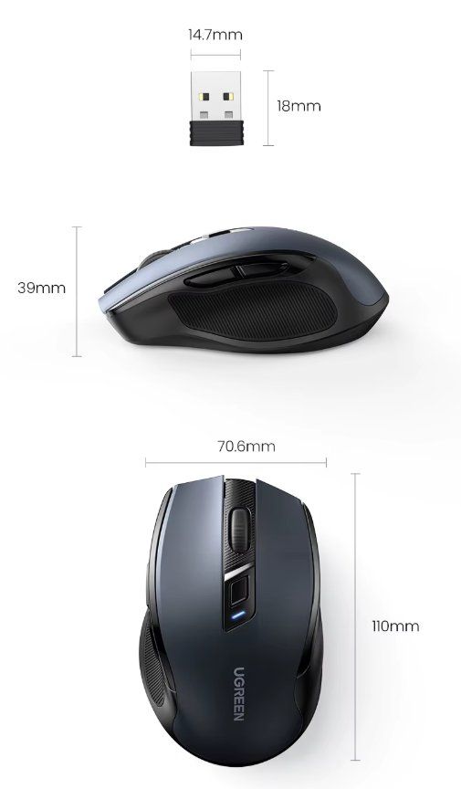 Mouse: UGREEN Bluetooth & 2,4G Dual-Mode Wireless Maus Mouse – Nuovo e nell'imballaggio originale da Romanshorn venduto da pfimex 8