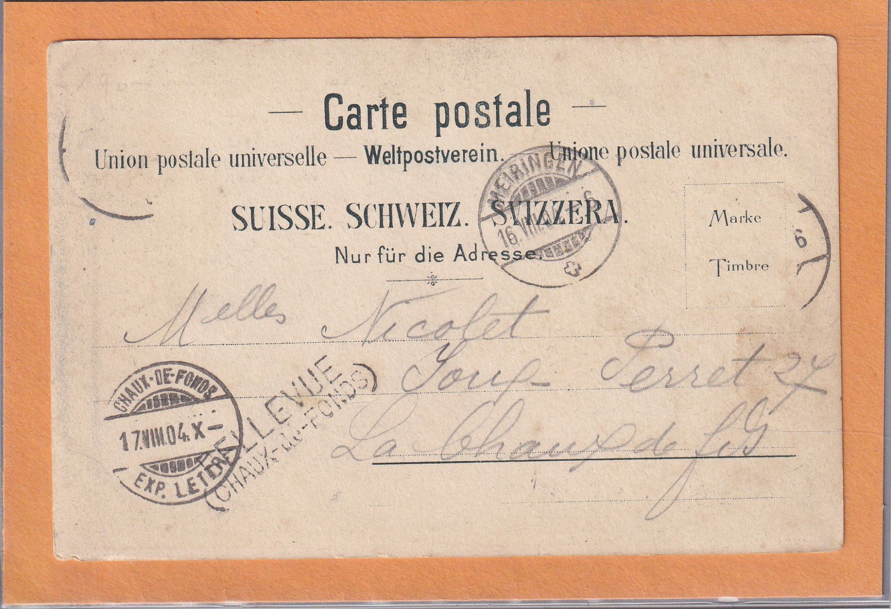 Cartoline postali: Meyringen - vue générale - 1904 – Usato da Orvin venduto da Pyaeschli 1
