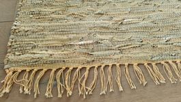Lederteppich beige mit silber und gold Einsätzen 70x140 cm