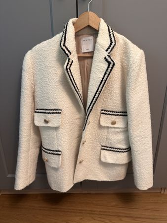 Sandro Jacket white bouclé trim size M used