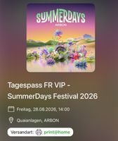 4 VIP Tickets Summerdays Festival, Freitag, 28.08.2026