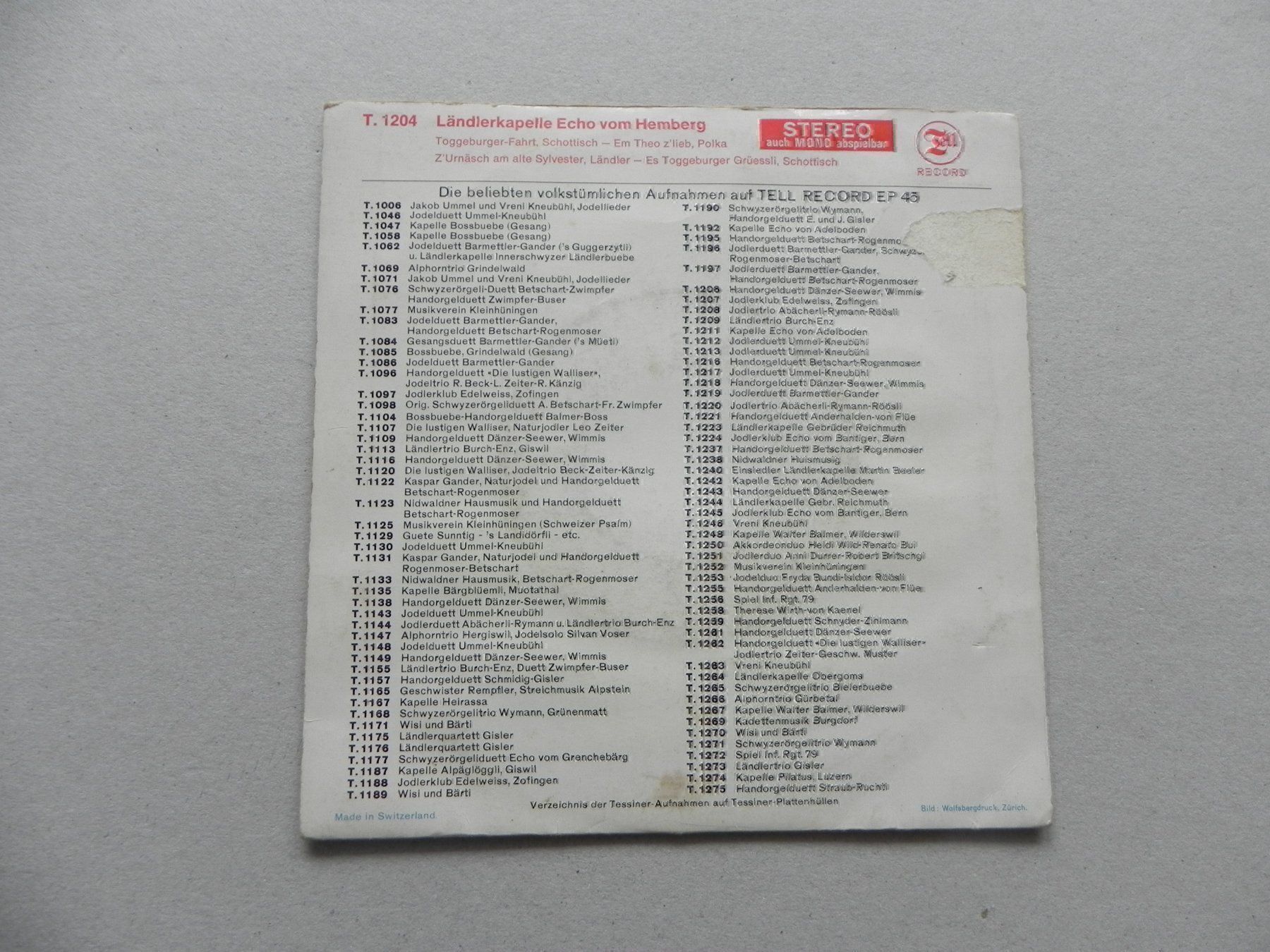 Dischi in vinile: Single Volksmusik Echo vom Hemberg SG – Usato da Siebnen venduto da krimsie 1