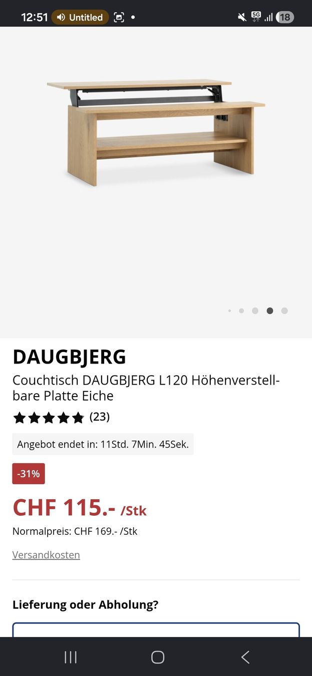 Tavoli: Couchtisch, höhenverstellbar. fast neu – Nuovo (secondo la descrizione) da Wallisellen venduto da Dino9619 2