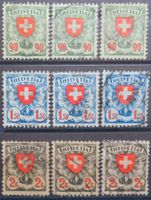 Schweiz Auswahl aus Mi Nr. 194 - 197 Freimarken Wappenschild
