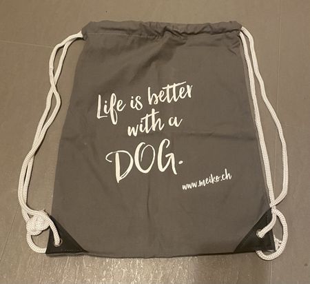 Turnbeutel "Life is better with a DOG" Grau