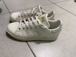 Sneaker Adidas Stan Smith weiss gold gebrauchter Zustand