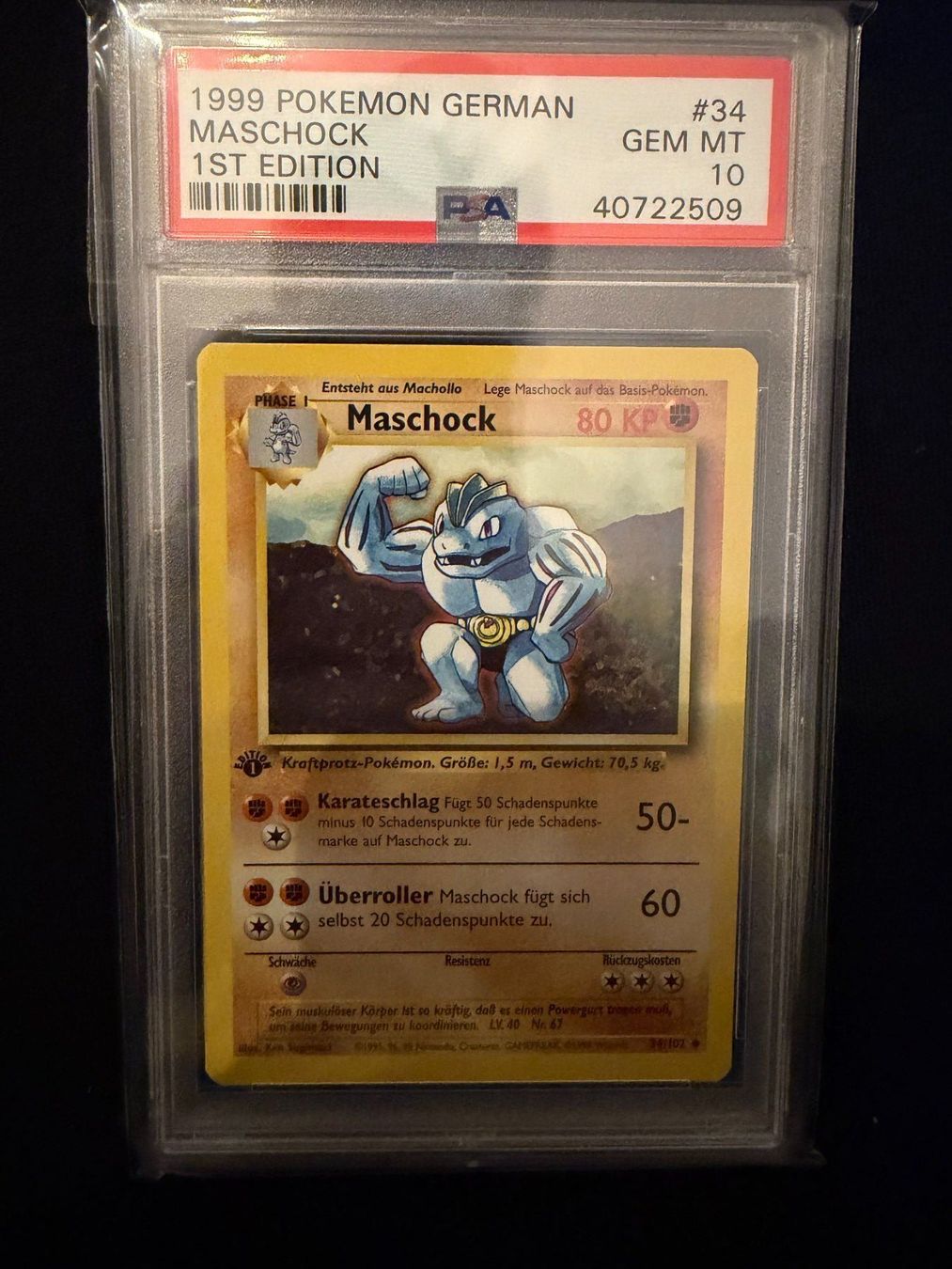 Pokémon Carte collezionabili: PSA 10 Maschock 34/102 Basis Set 1. Edition Deutsch – Usato da Würenlos venduto da mbumech