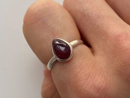 Silber 925 Granat Tropfen Ring