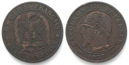 SATIRIQUE 5 Centimes 1855 W, NAPOLEON III regravé, casque