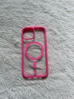 iPhone 15 Transparente Handyhülle mit MagSafe in Neon-Pink