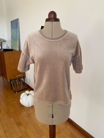 T-shirt en velours beige taille S Sonia Rykiel