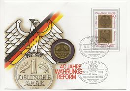 Numisbrief Münzbrief 1 Mark ver- Gold - et 1988 Deutschland