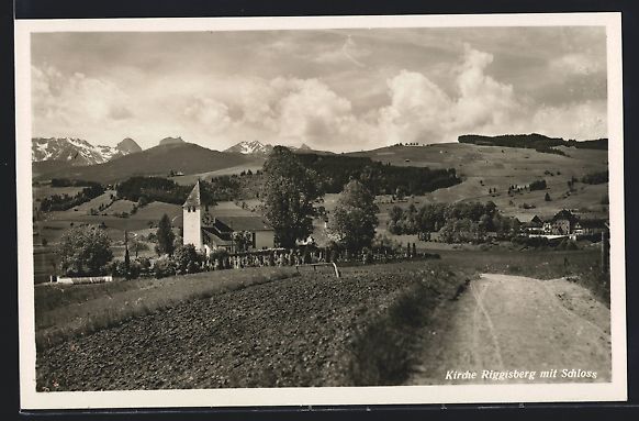 Ansichtskarten: AK Riggisberg, Kirche mit Schloss – Gebraucht aus Berlin von bartko-reher