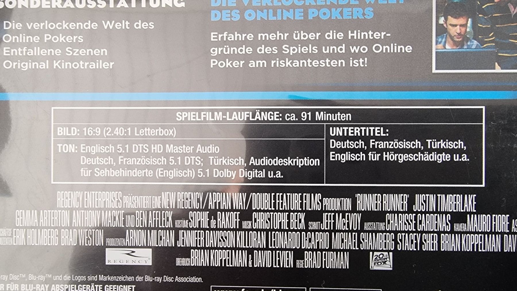 Tutti i DVDs: Blu Ray - Runner Runner / Justin Timberlake – Usato da Oetwil am See venduto da fineli2 1