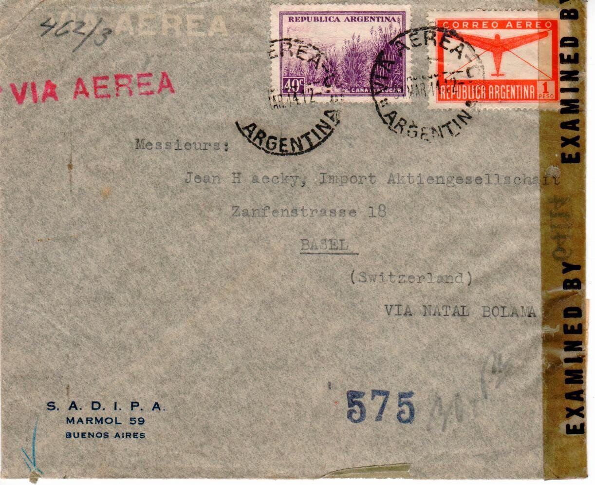 Tous les timbres: Zensurbrief Argentinien – D'occasion à Wolhusen par Curver9