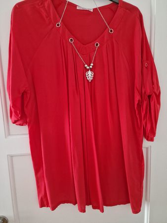 Sommerliche Damen Tunika, Koralle, Gr.42 inkl. Kette