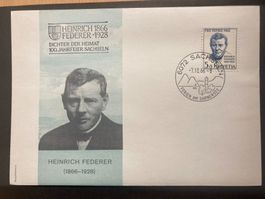 Schweiz 1966 Sonderstempel Cachet Marke Pro Patria H.Federer