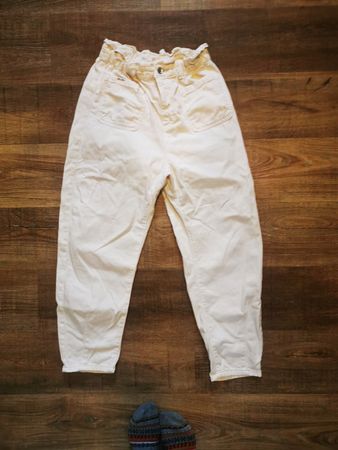 Zara Damen Jeans, High Waist, Off White, Gr. 38 - Sommer!