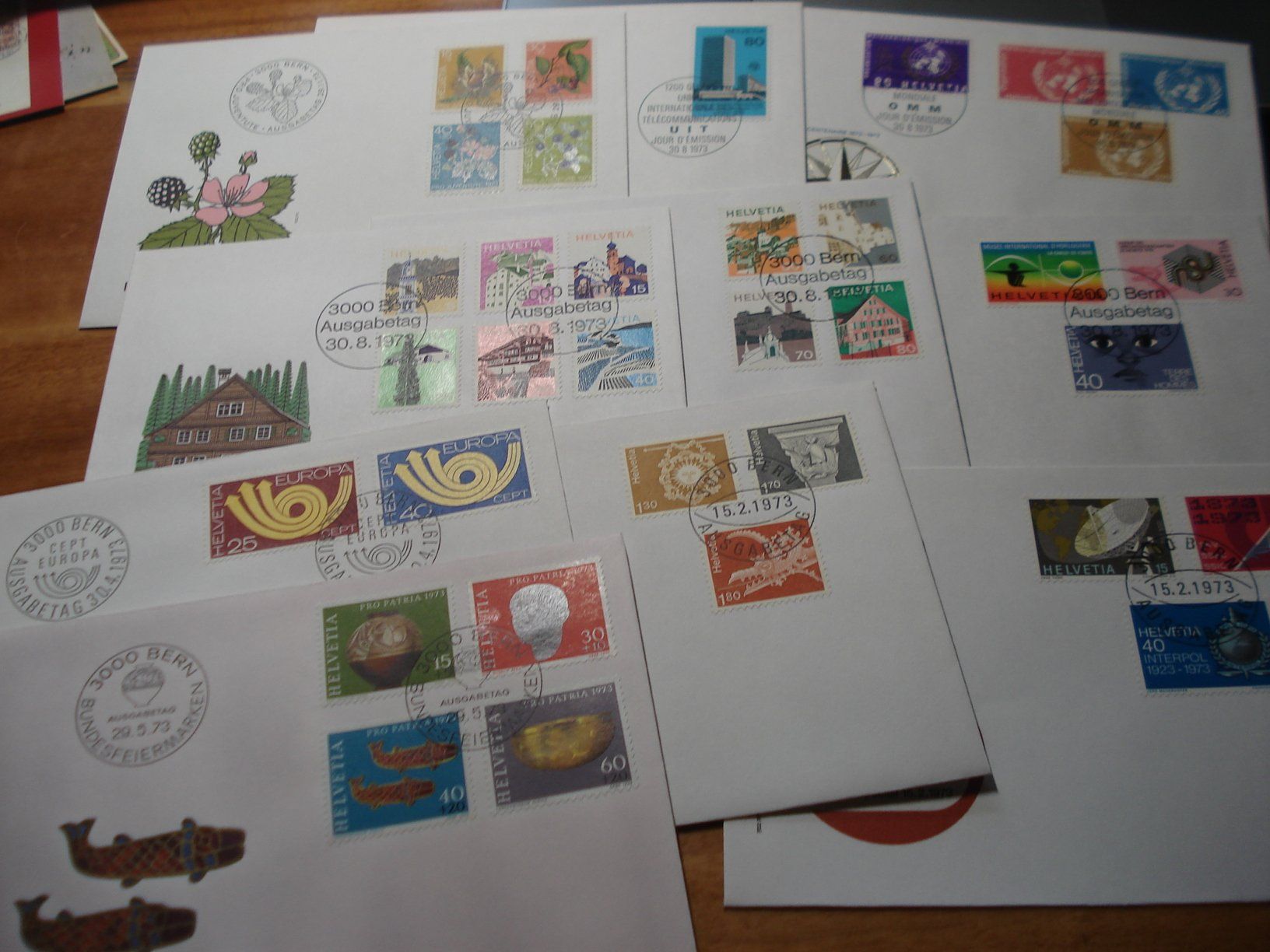 Alle Briefmarken: Set 1973, FDC 10 Belege – Gebraucht aus Niederwil AG von morostahu 1