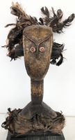 grosse alte Kota Figur Gabun Metall beschlagen H 44 cm