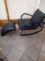 Schaukelstuhl Bretz Leder schwarz mit Hocker gebraucht