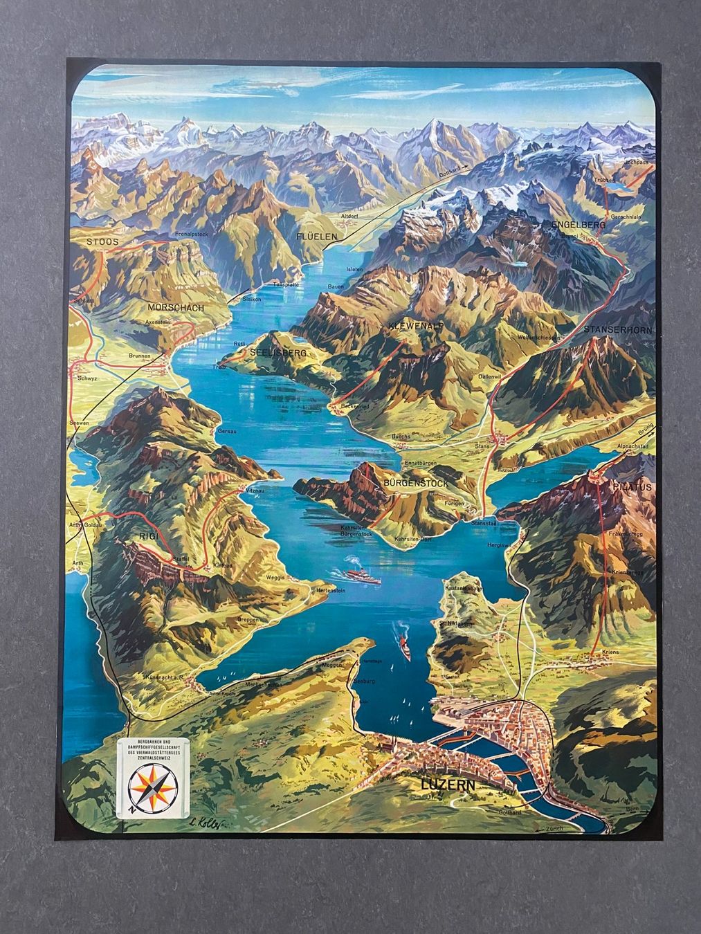 Foto & Immagini: Original Vintage Poster - Panorama Plan Vierwaldstädtersee – Usato da Zürich venduto da jesulin05