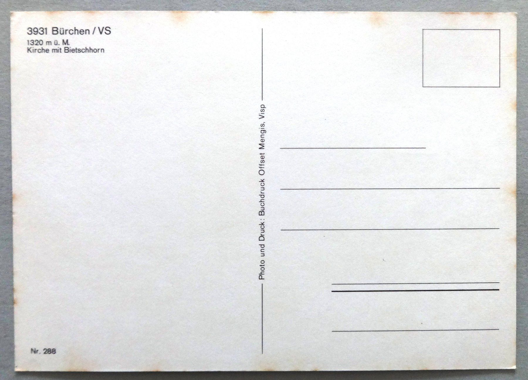 Cartes postales: Bürchen 1320 m ü.M., Kirche mit Bietschhorn – D'occasion à Fétigny par Billy2miny 1