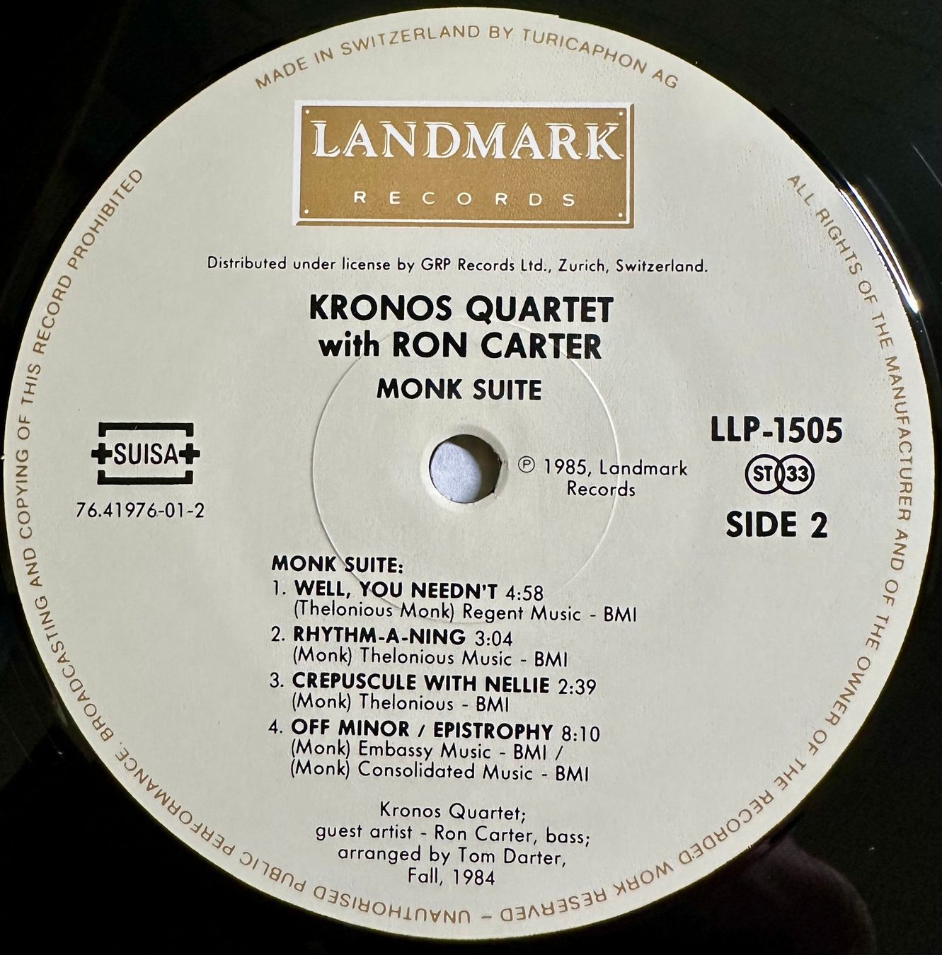 Dischi in vinile: Kronos Quartet - Monk Suite // LP: NM; Sleeve: NM – Usato da Zürich venduto da saltbee 3