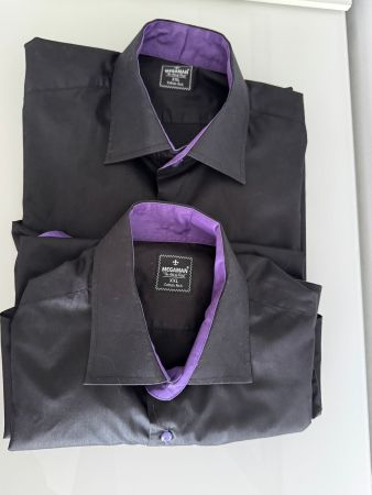 Neues 2 Herrenhemden von Megaman, Grösse XL, schwarz violet