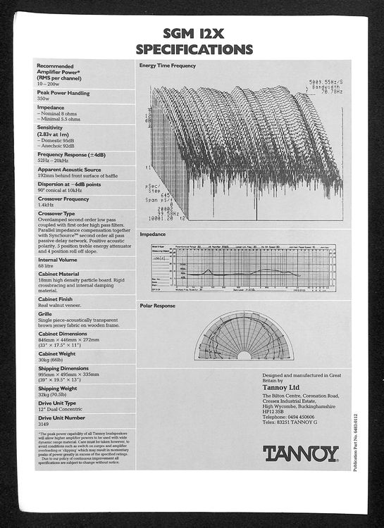 TANNOY ® SUPER GOLD MONITOR SERIES (SGM 12X) STUDIO MONITOR (Neu ...