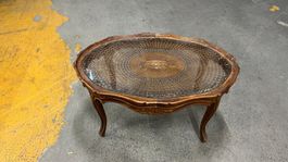 SAalonisch Holz oval mit Glas und Rattan