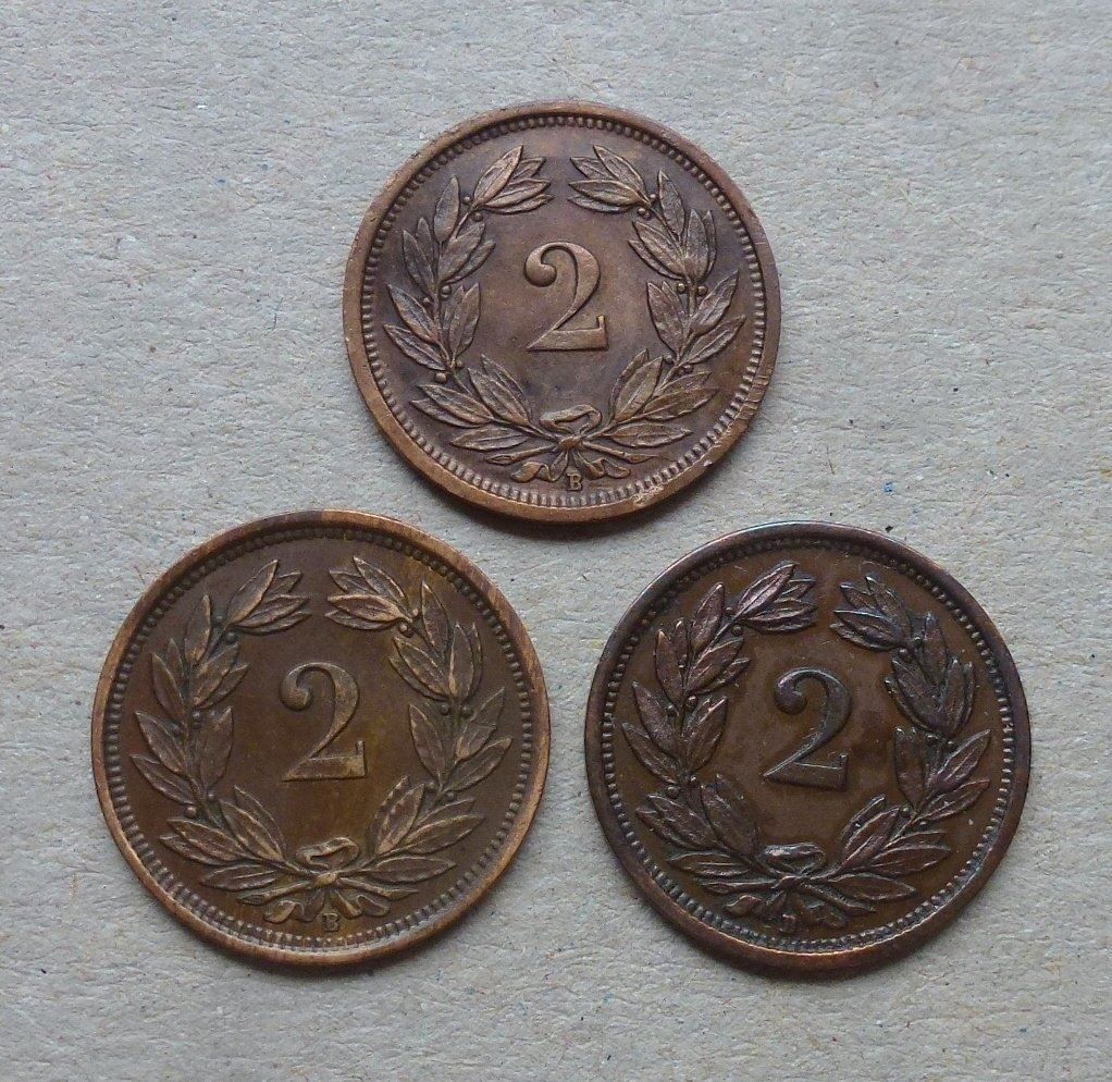Tutti le monete: Lot ++ 2 Rappen 1926, 1927, 1928 – Usato da Walkringen venduto da Casablanca777 1