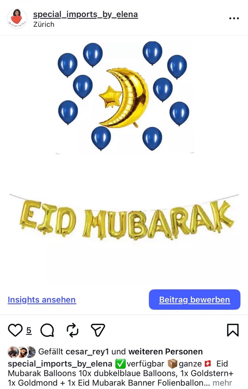 Tutte le decorazioni: Eid Mubarak Balloonset – Usato da Zürich venduto da locita01