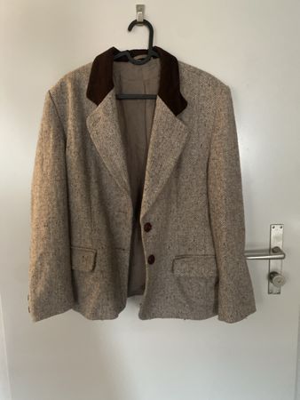 Blazer Tweed braun Kragen dunkelbraun Grösse 50 guter Zustan