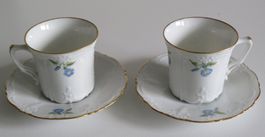 2x Mokka-Tasse mit Untertasse, Tirschenreuth, um 1960