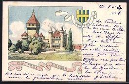 Künstler-AK Vufflens, Le Château, 1902