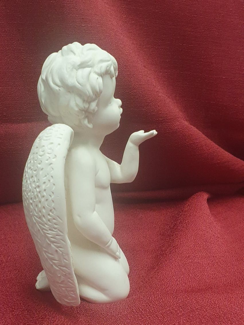 Statuette: Süsser Engel, knieend, Gipsfigur, Deko Figur - – Usato da Auw venduto da beretta1966 2