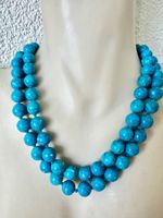 Statement Apatit  Edelstein Longkette 80cm Vintage geknüpft