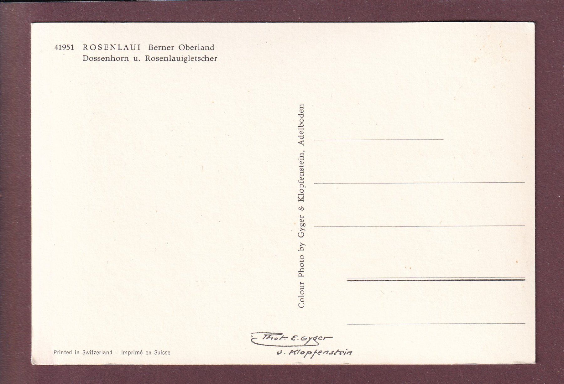 Cartoline postali: ROSENLAUI - Dossenhorn - Gletscher – Usato da Pully venduto da nicecards 1