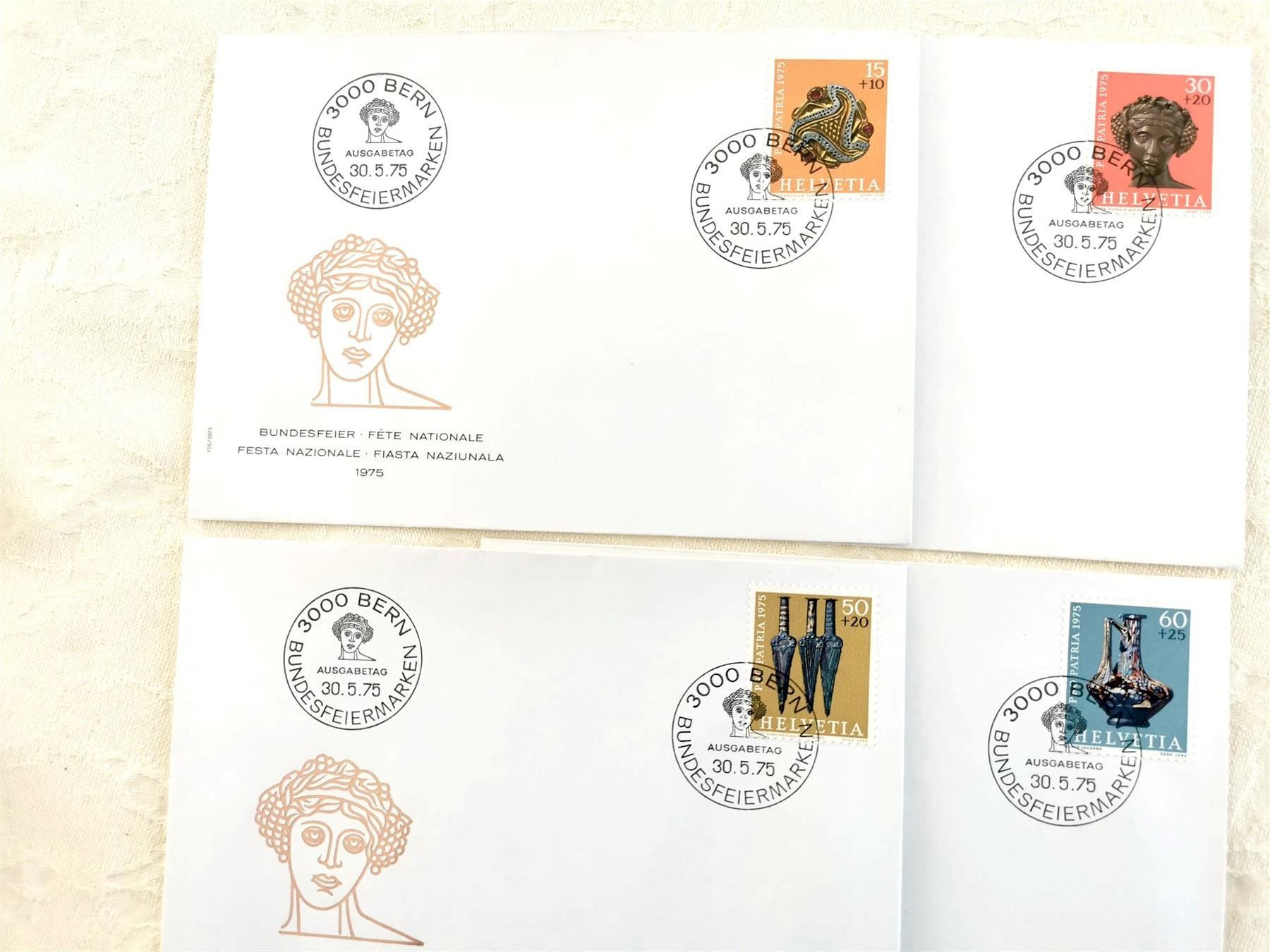 Tutti i francobolli: Patria Satz 1975 auf Briefen FDC – Usato da Olten venduto da Cshanti