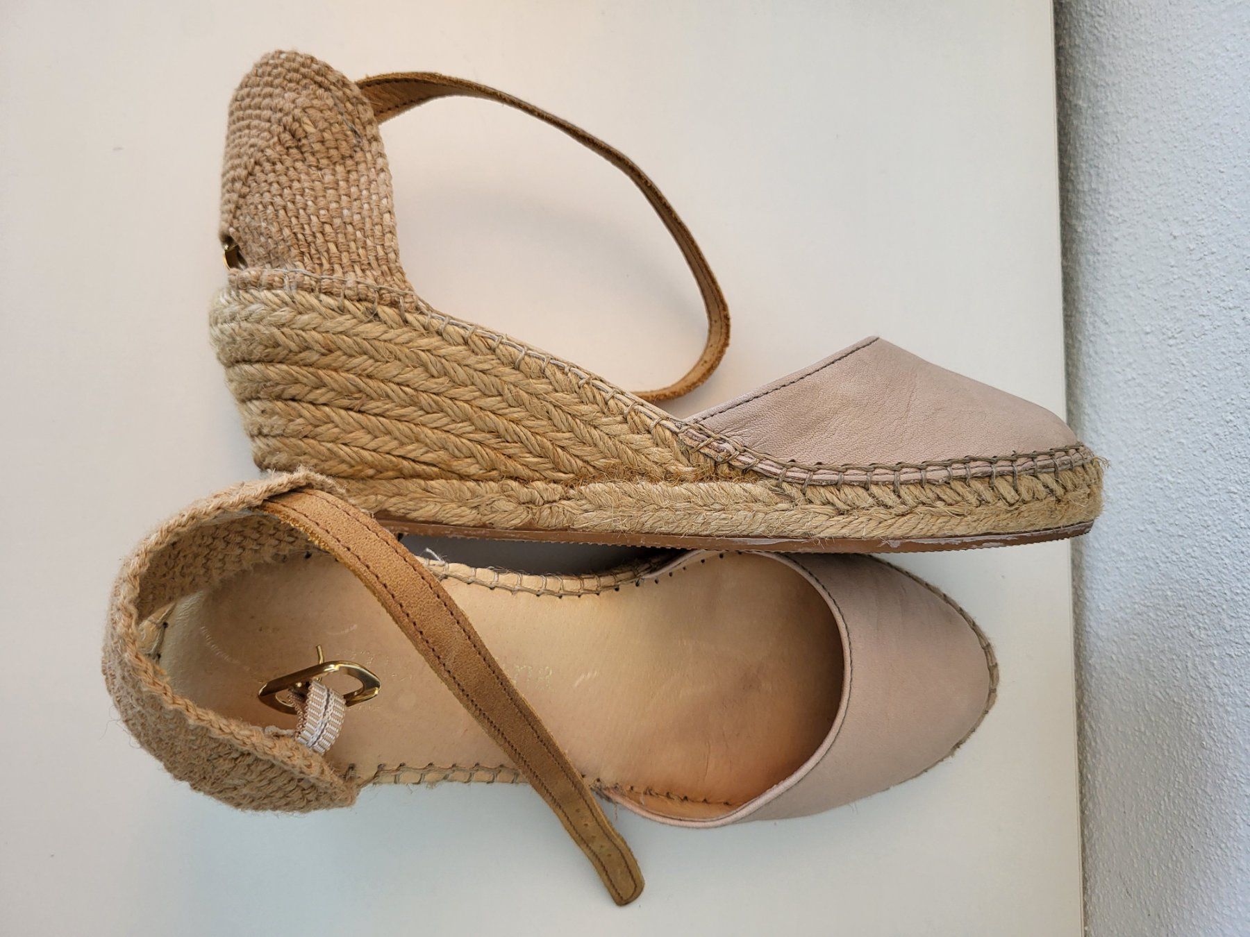 Damenschuhe: Espadrilles Damen Macarena, Gr. 39 - Beige, Leder – Gebraucht aus Baar von clar6 3