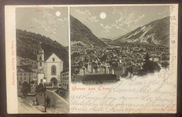 1900: AK Litho Gruss aus Chur mit 2 Ansichten