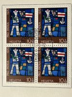 🎯🎨 Pro Patria 1970 Serie Glasgemälde 4er-Blöcke Nr.146-149