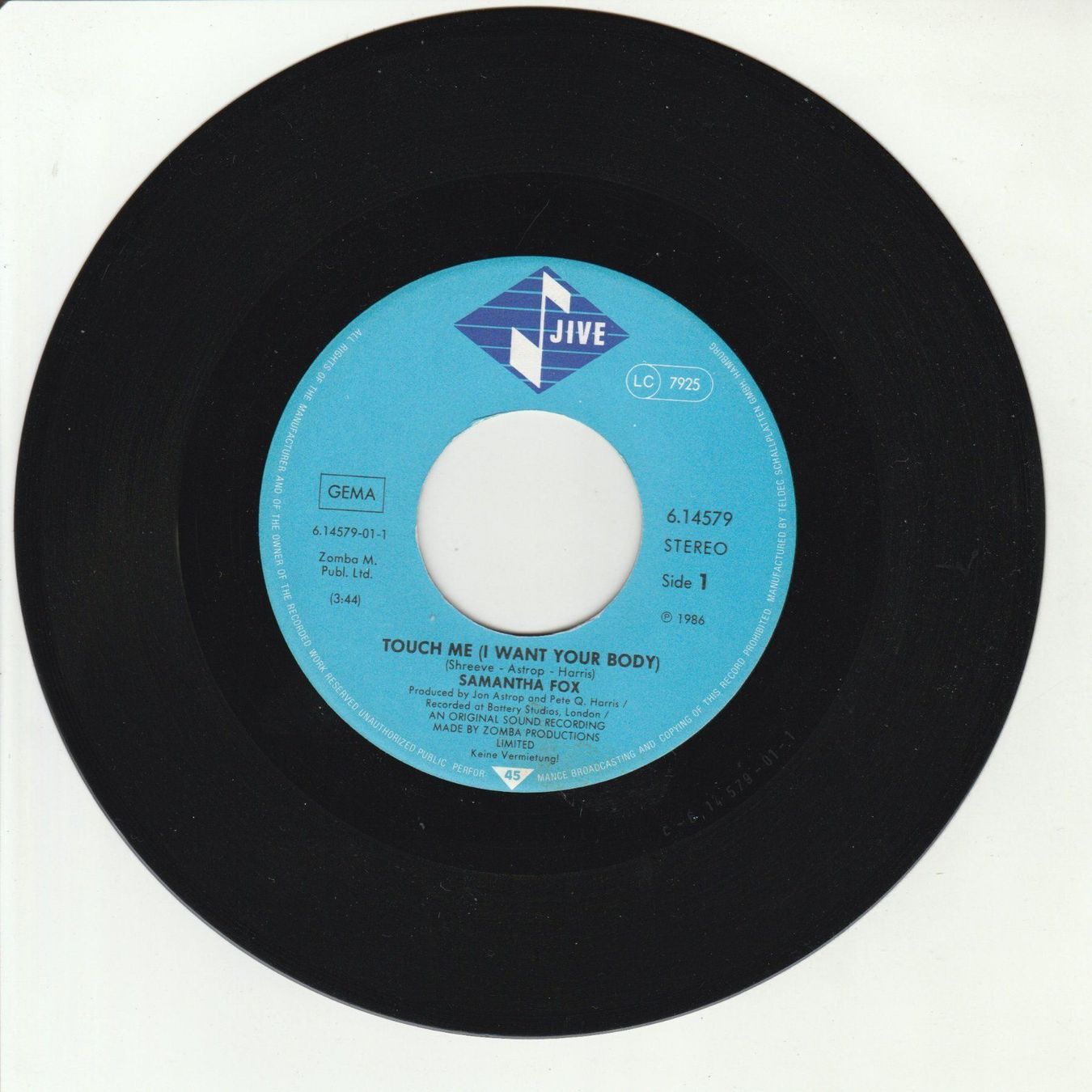 Dischi in vinile: Samantha Fox - Touch me 7" Vinyl 1986 – Usato da Tübach venduto da JamesStone 2