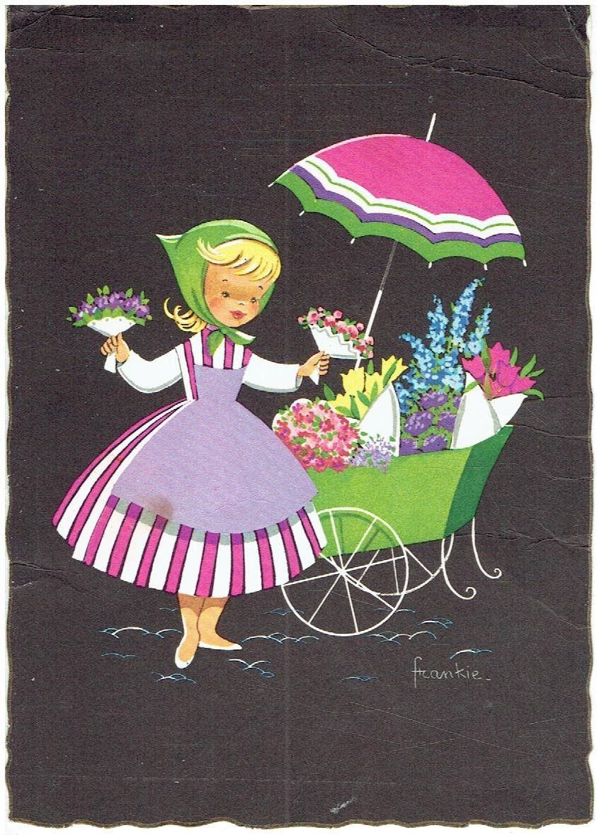 Cartoline postali: Blumenmädchen Nostalgie Postkarte Frankie – Usato da Flims - Dorf venduto da Stagediver