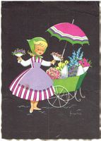 Blumenmädchen Nostalgie Postkarte Frankie