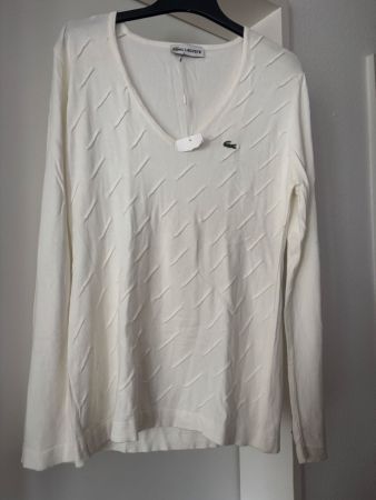 Lacoste Damen Shirt, Gr. M/L, Langarm, Weiss, Neu