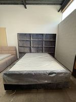 Doppelbett 160 cm, Samt in Krokoprägung, mit Matratze
